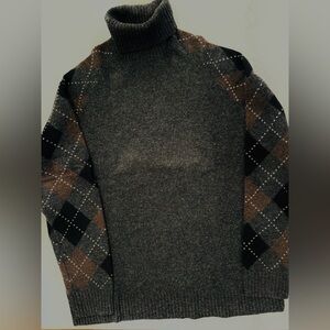 Men's Gray and Brown Argyle Sweater
